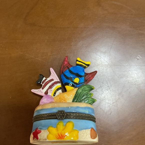 Porcelain Fish/Ocean Trinket, Pill, Jewelry Box. Still Has Original Tag. - Picture 2 of 9